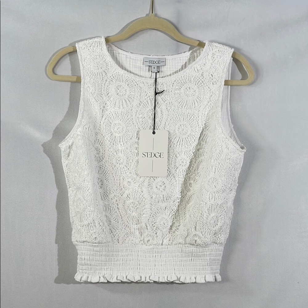NWT S’EDGE Top Blouse Size S White Crochet